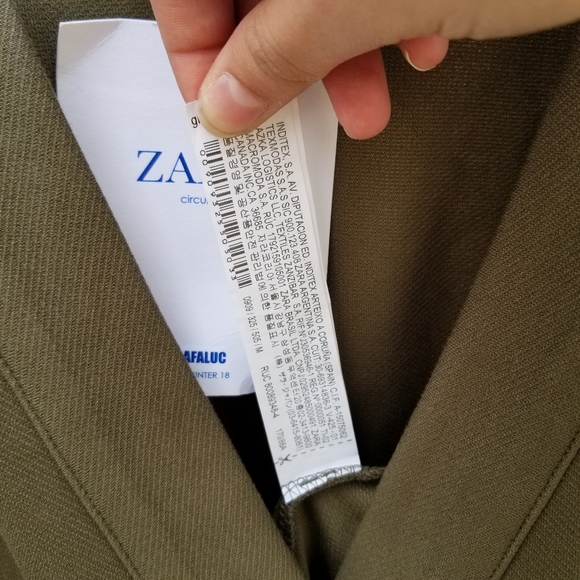 NWT Zara olive green double breasted v neck dress - Picture 5 of 13